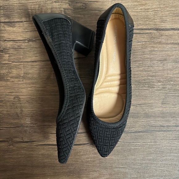 **ADRIENNE VITTADINI* Black Farm Knit Angled Heel Block Pump Size 9M - Picture 6 of 13